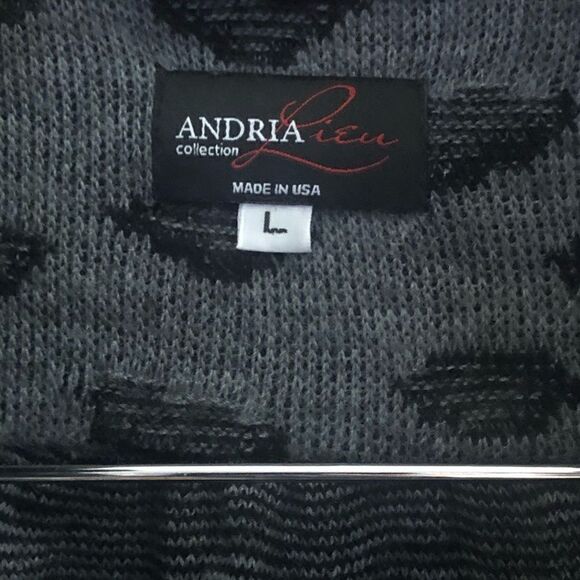 Andrea Lieu Collection Leopard Print Ruffle Collar Knit Sweater Jacket Size L - Picture 5 of 6